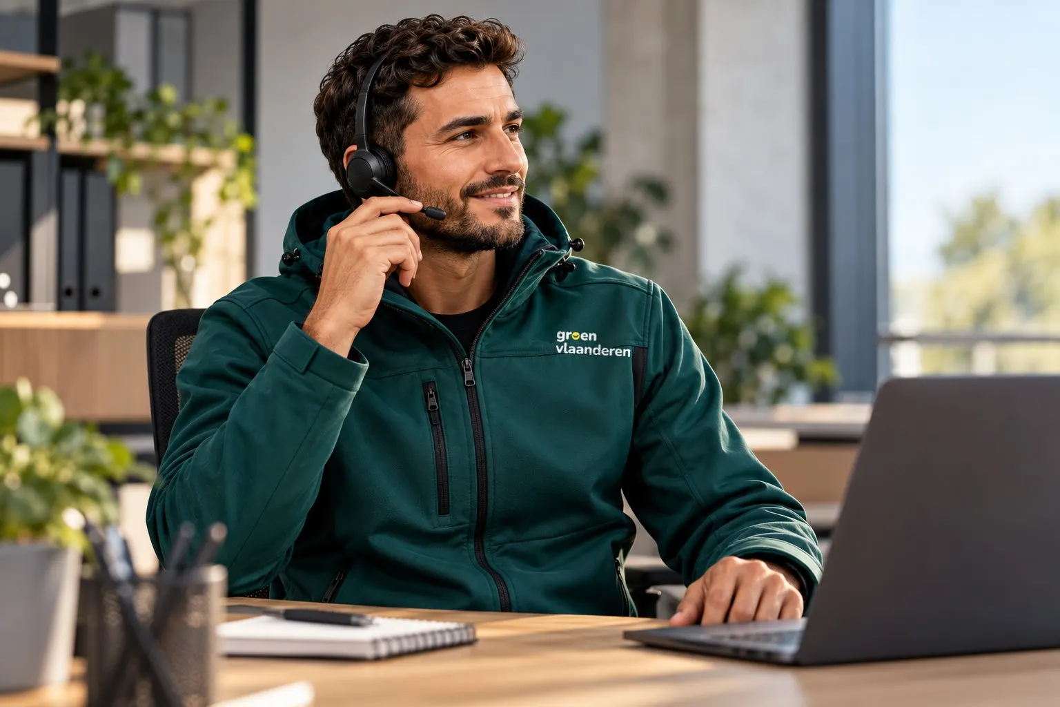 Adviseur van Groen Vlaanderen aan de telefoon